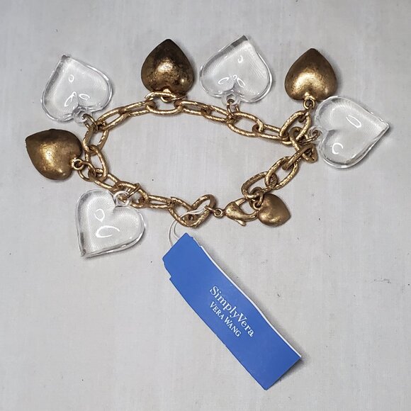 Simply Vera Vera Wang Gold-Tone Heart Charm Bracelet - Picture 4 of 5
